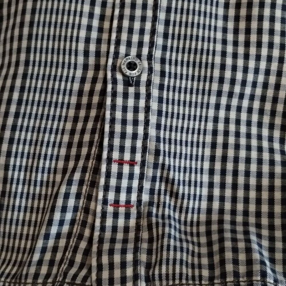 Seven For All Mankind Mens Gingham Button-Up Shirt Blk/Wht Large - Picture 11 of 14